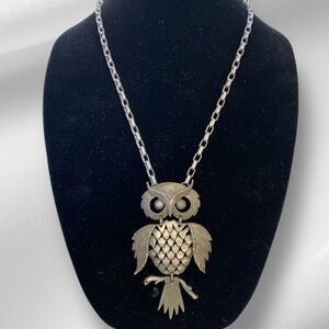 Articulated Metallic Owl Necklace